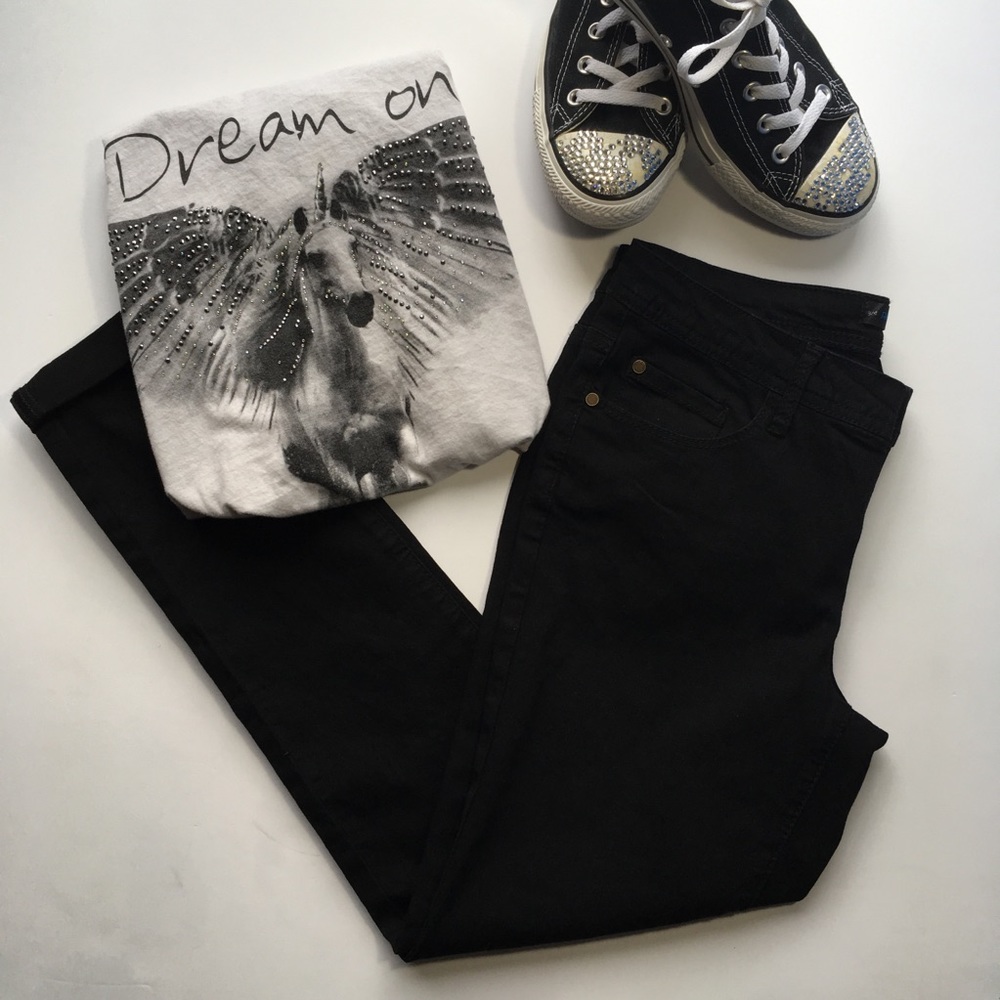 Red Blue Denim Black Jeans